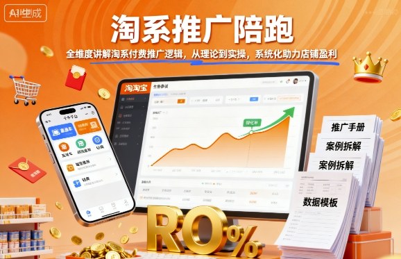 淘系推广陪跑，全维度讲解淘系付费推广逻辑，从理论到实操，系统化助力店铺盈利-云网创