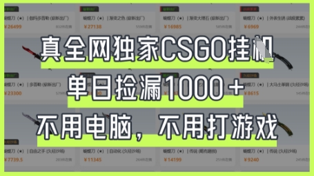 真全网独家CSGO挂G,单日捡漏1k+【揭秘】-云网创