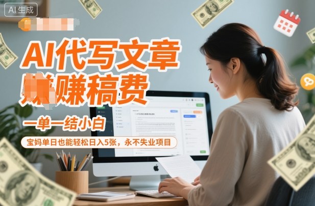 AI代写文章賺稿费,一单一结小白,宝妈单日也能轻松日入5张,永不失业项目-云网创