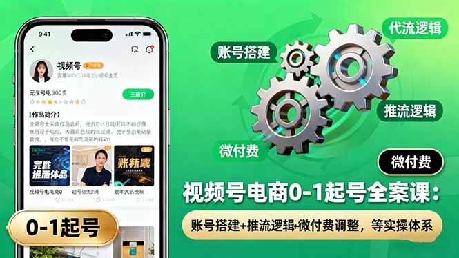 (16262期)视频号电商0-1起号全案课:账号搭建+推流逻辑+微付费调整,等实操体系-云网创
