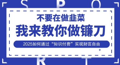 韭菜生涯终结者,我来教你做镰刀,2025如何通过“知识付费”实现财F自由【揭秘】-云网创