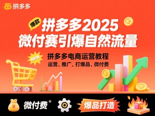 拼多多2025微付费引爆自然流量,拼多多电商运营教程,运营、推广、打爆品、微付费(更新)-云网创
