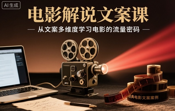 电影解说文案课,从文案多维度学习电影的流量密码-云网创