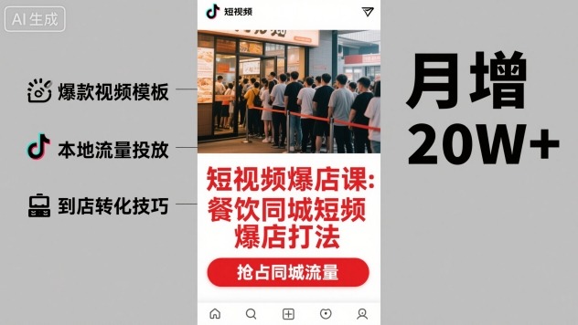 短视频爆店课,餐饮同城短视频爆店打法-云网创
