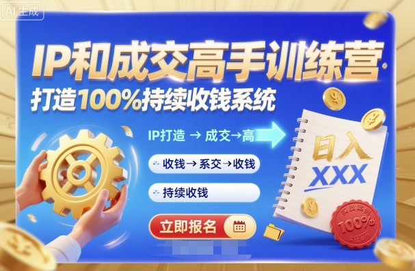 带你成为IP和成交高手的训练营,打造100%持续收钱系统-云网创