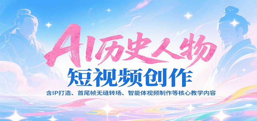 AI历史人物短视频创作,含IP打造、首尾帧无缝转场、智能体视频制作等核心教学内容-云网创