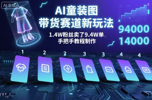 AI童装图文带货赛道新玩法,1.4W粉丝卖了9.4W单,手把手教程制作-云网创