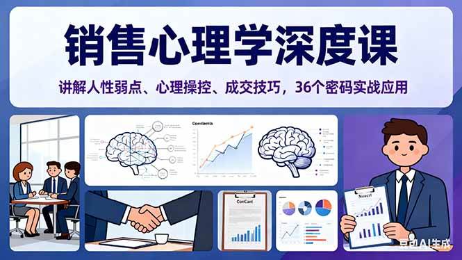 (16456期)销售心理学深度课,讲解人性弱点、心理操控、成交技巧,36个密码实战应用-云网创
