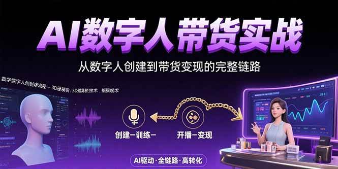 (15548期)AI数字人+带货实战:从数字人创建到带货变现的完整链路-云网创