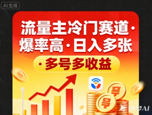 流量主冷门赛道，爆率高，日入多张，多号多收益-云网创