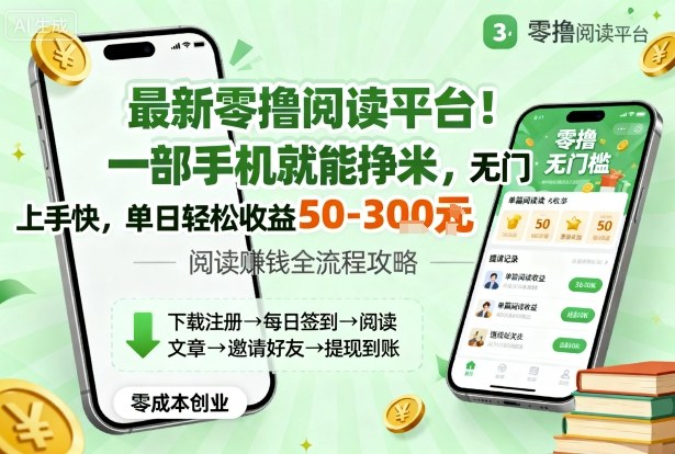 最新零撸阅读平台!一部手机就能挣米,无门槛上手快,单日轻松收益50-3张【揭秘】-云网创