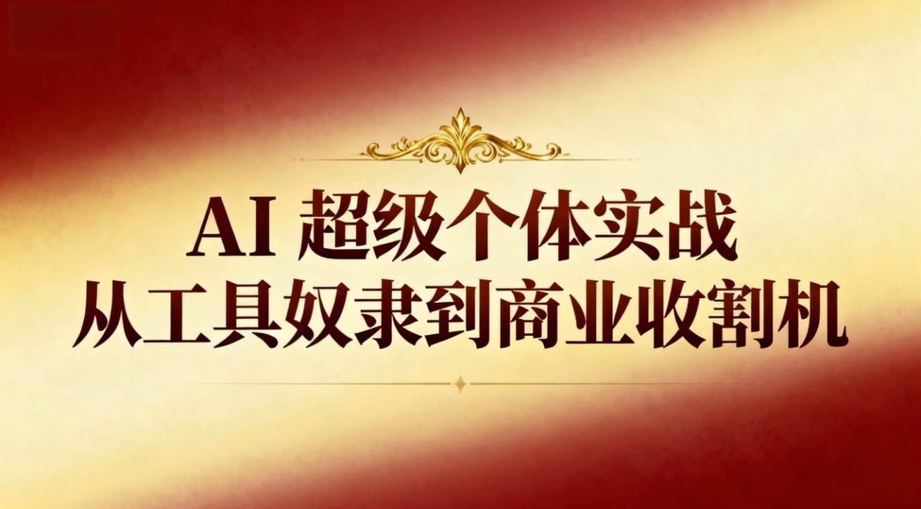 (16718期)AI超级个体实战:从工具奴隶到商业收割机-云网创