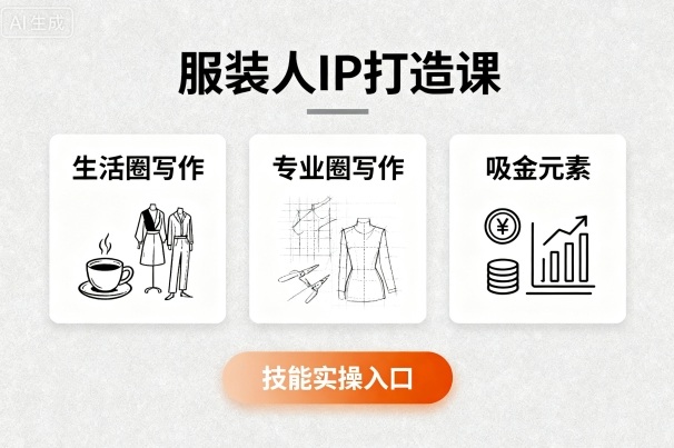 服装人IP打造课,文案创富+生活圈写作+专业圈写作+服装人专属+吸金元素+技能实操-云网创