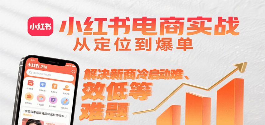 小红书电商实战,从定位到爆单解决新商冷启动难、变现效率低等难题-云网创
