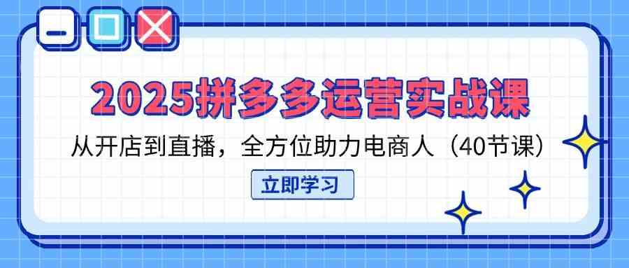 2025拼多多运营实战课,从开店到直播,全方位助力电商人(40节课)-云网创