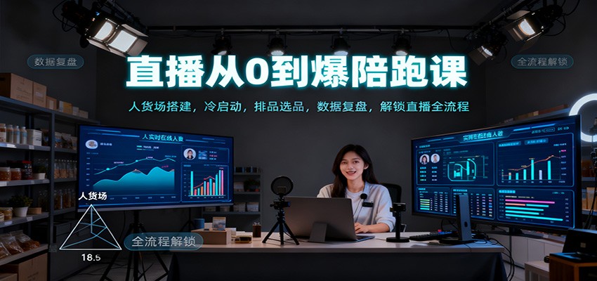 直播从0到爆陪跑课:人货场搭建,冷启动,排品选品,数据复盘,解锁直播全流程-云网创