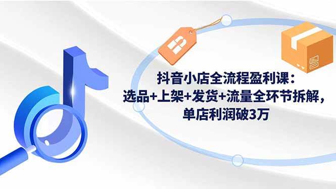 （16593期）抖音小店全流程盈利课：选品+上架+发货+流量全环节拆解，单店利润破3万-云网创