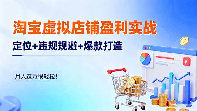 (16387期)淘宝虚拟店铺盈利实战:定位+违规规避+爆款打造,月入过万很轻松!-云网创