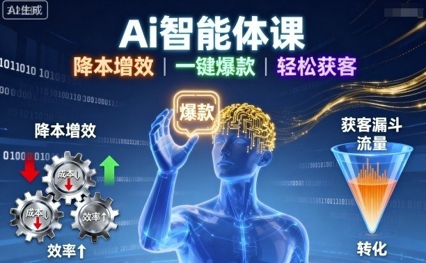 Ai智能体课，降本增效，一键爆款，轻松获客-云网创
