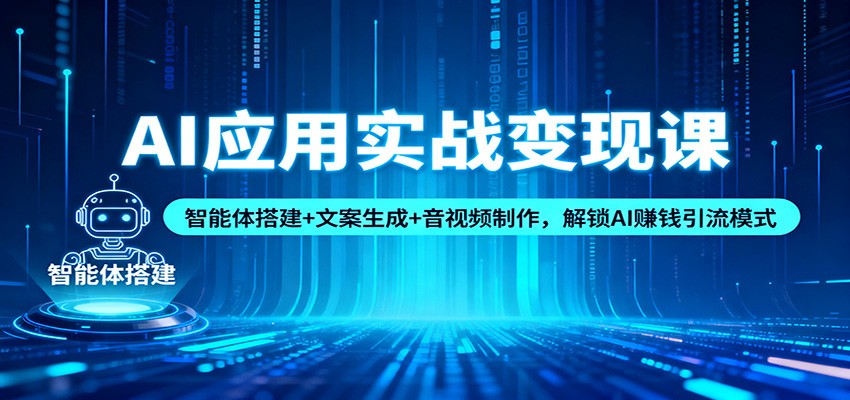 AI应用实战变现课：智能体搭建+文案生成+音视频制作，解锁AI赚钱引流模式-云网创