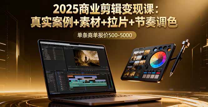 (16130期)2025商业剪辑变现课:真实案例+素材+拉片+节奏调色,单条商单报价500-5000-云网创