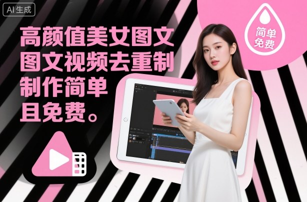 高颜值美女图文视频去重制作教学，制作简单且免费-云网创