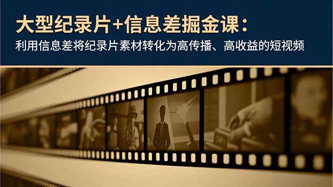 (16741期)大型纪录片+信息差掘金课:利用信息差将纪录片素材转化为高传播、高收益的短视频-云网创