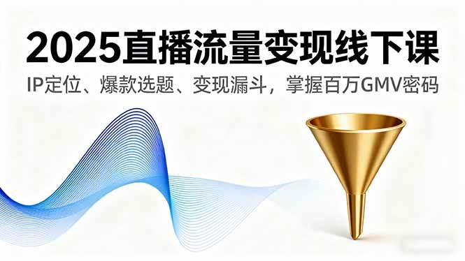 (16062期)2025直播流量变现线下课,IP定位、爆款选题、变现漏斗,掌握百万GMV密码-云网创