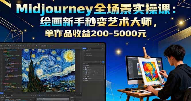 (16125期)Midjourney全场景实操课:绘画新手秒变艺术大师,单作品收益200-5000元-云网创