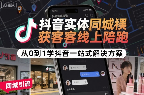 抖音实体同城获客线上陪跑,从0到1学抖音一站式解决方案-云网创