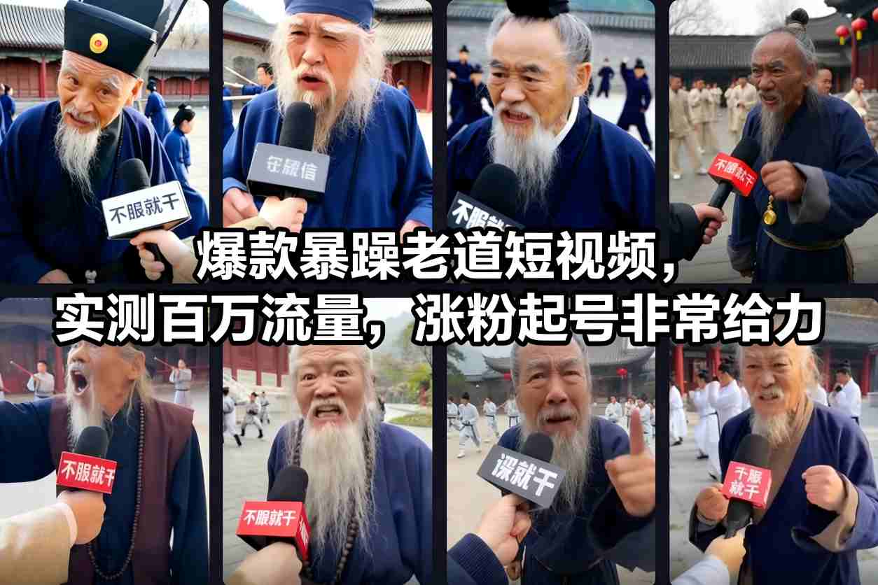 爆款暴躁老道短视频，实测百万流量，涨粉起号非常给力 用AI复刻暴躁老道语录视频，21条作品涨粉8.8W，保姆级Sora2制作教学-云网创