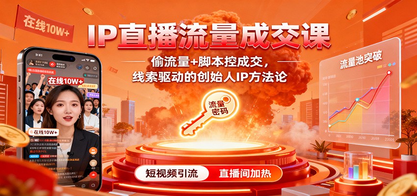 IP直播流量成交课：偷流量+脚本控成交，线索驱动的创始人IP方法论-云网创